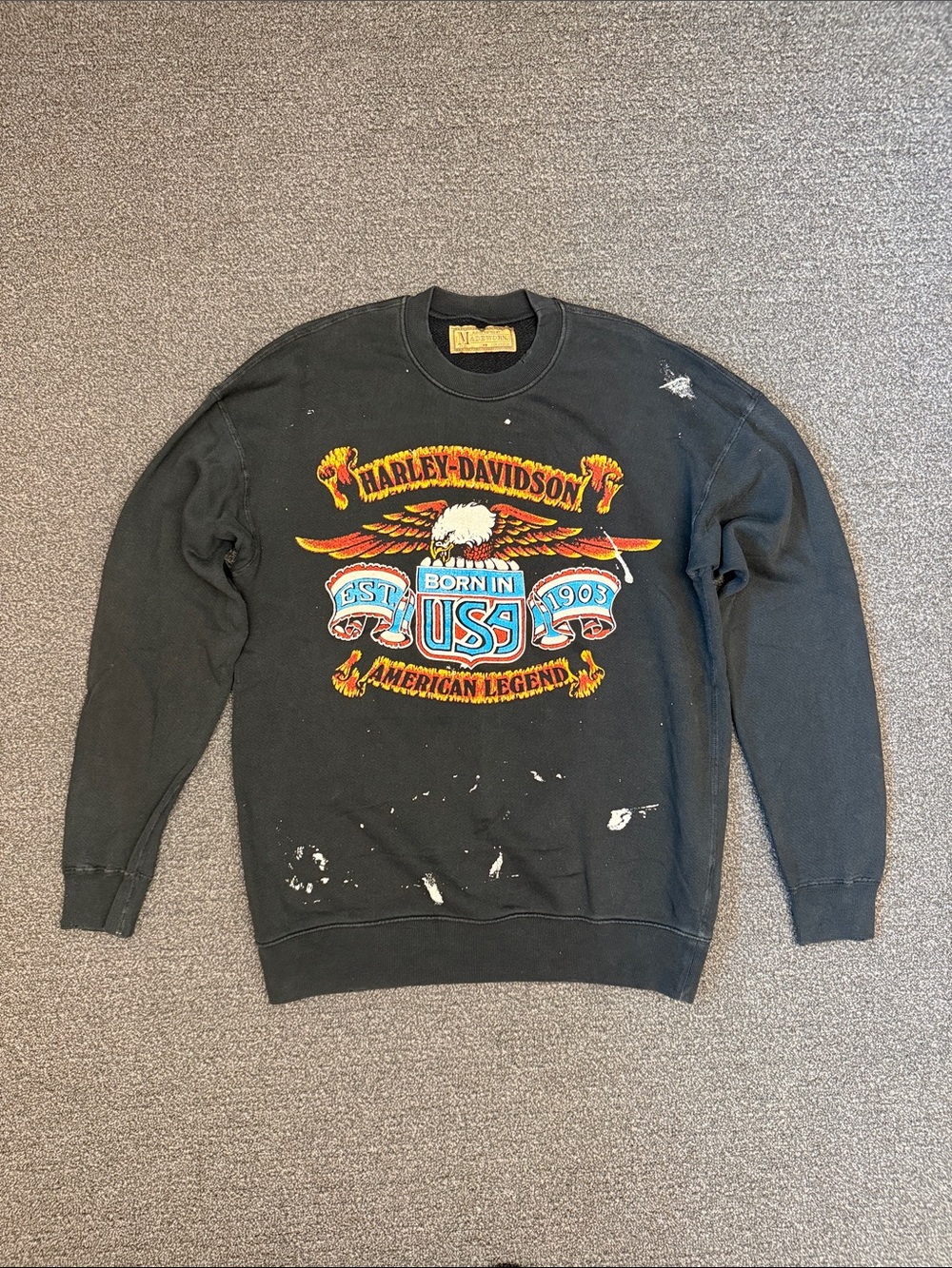 Madeworn Harley Davidson Crewneck Sweatshirt in Black